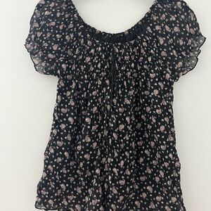 Floral Black Blouse